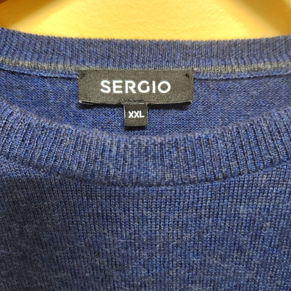 Sergio Barone Pure Merino Wool Blue Crew Neck Pull Over Sweater XXL - Picture 3 of 4